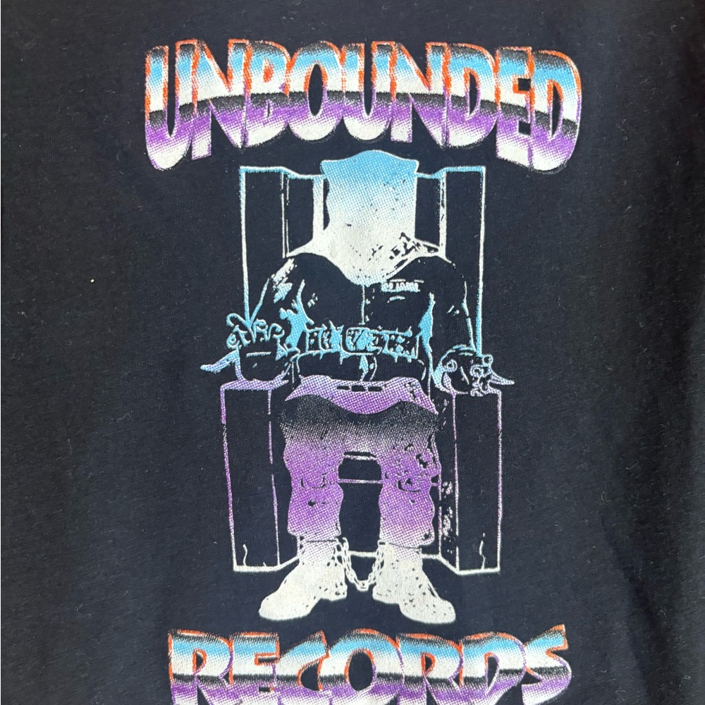 Unbounded Records Medium Black Graphic Vintage Preowned Tshirt